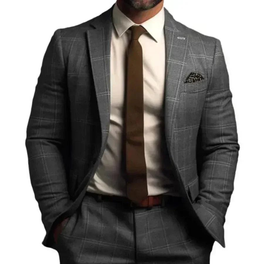 Primadon Herrenblazer Dunkelgrau / S Stefan | Eleganter Blazer für Herren mit Diamantmuster