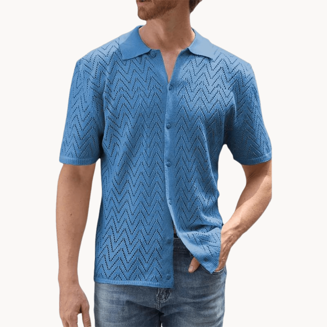 Primadon Herrenhemden Blau / S Henrik elegantes Strickhemd für Herren Polyester