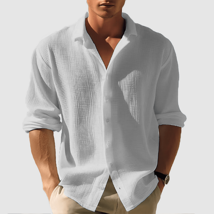 Primadon Herrenhemden Grau / XS Thiago | luftiges Button-down-Hemd für Herren sommer