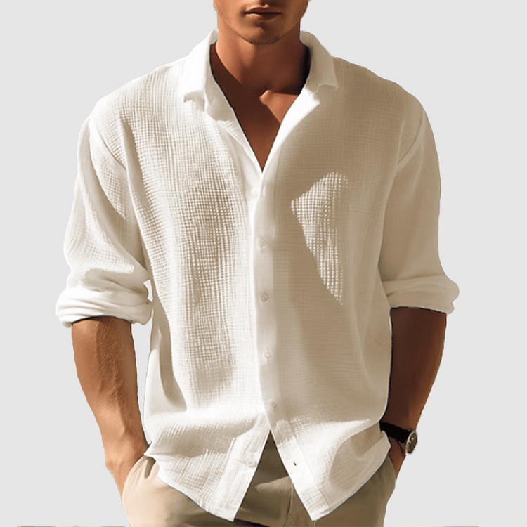 Primadon Herrenhemden Khaki / XS Thiago | luftiges Button-down-Hemd für Herren sommer