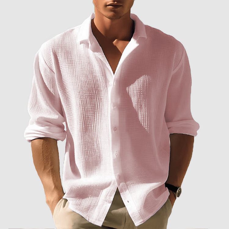 Primadon Herrenhemden Rosa / XS Thiago | luftiges Button-down-Hemd für Herren sommer