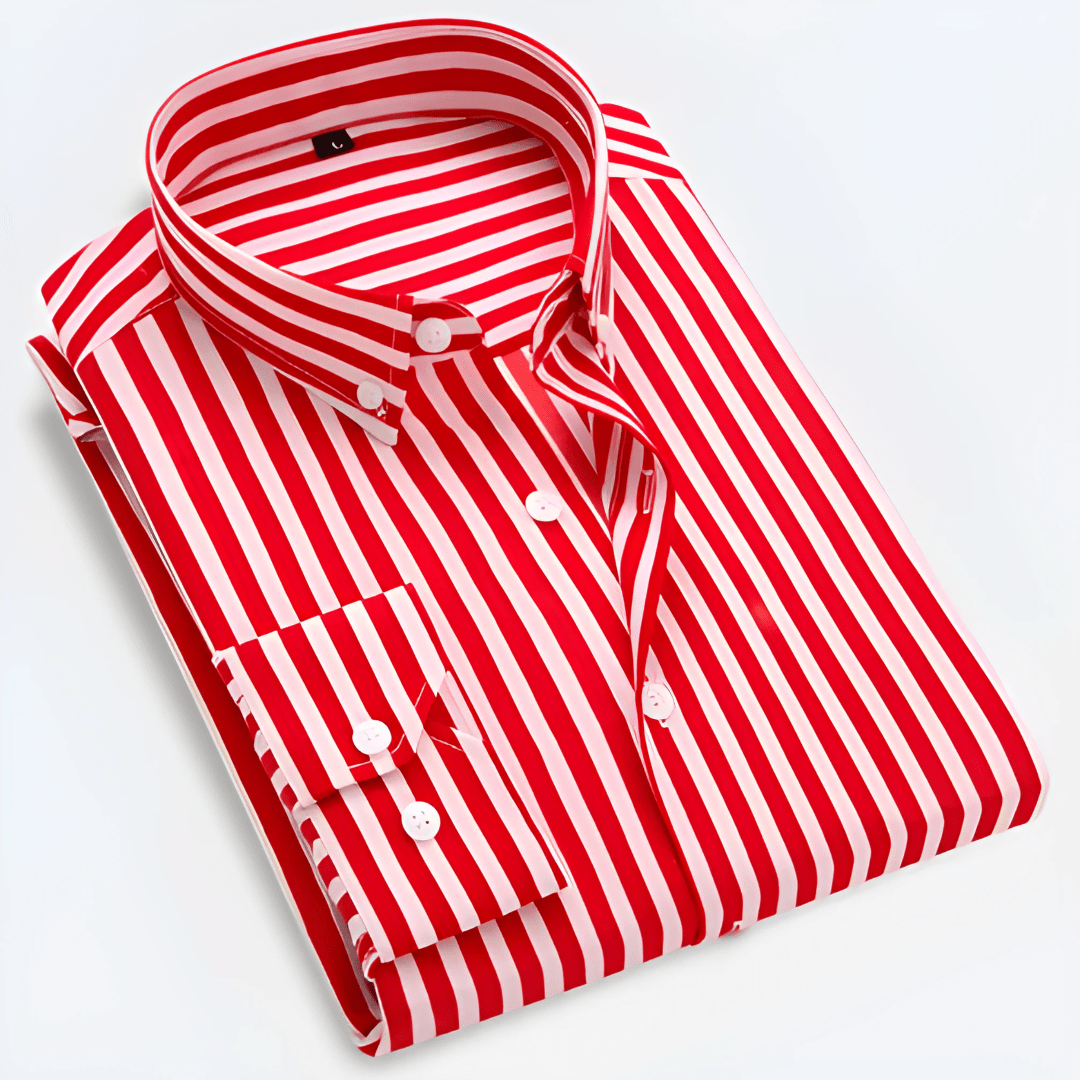 Primadon Herrenhemden Rot / 3XS Simon elegantes Hemd für Herren Streifenmuster