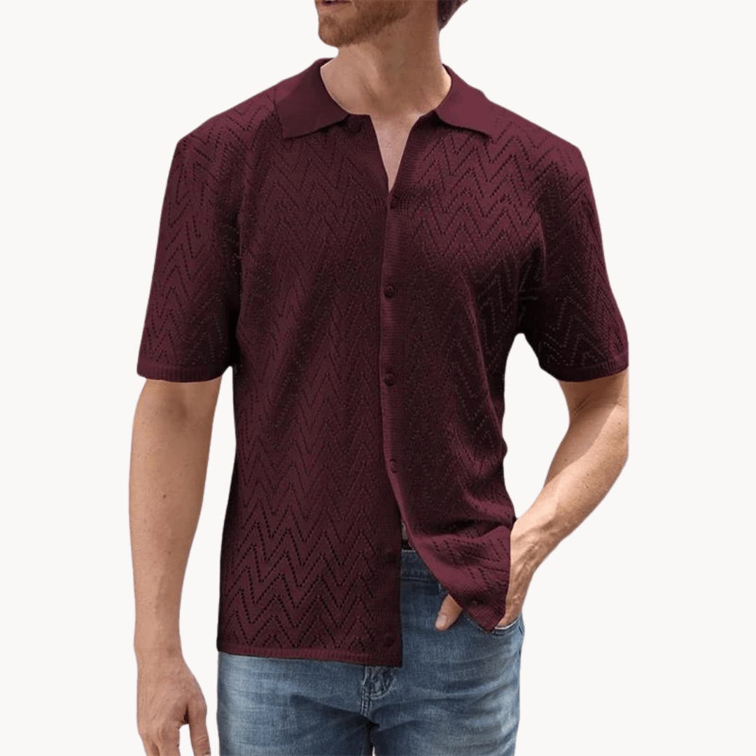 Primadon Herrenhemden Rot / S Henrik elegantes Strickhemd für Herren Polyester