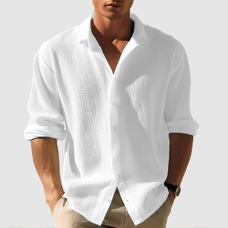 Primadon Herrenhemden Weiß / XS Thiago | luftiges Button-down-Hemd für Herren sommer