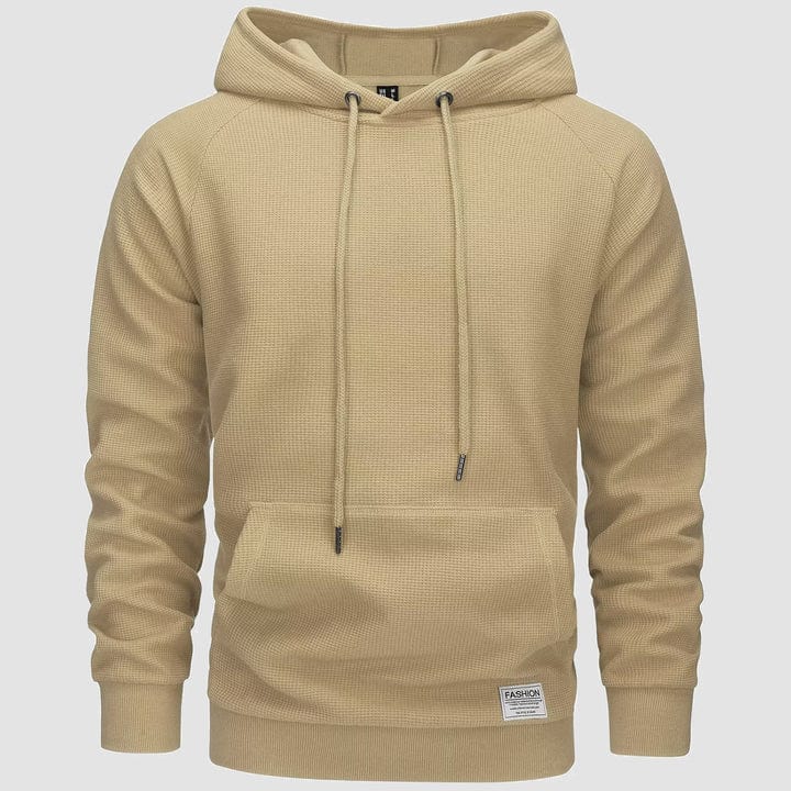 Primadon Herrenhoodies Helles Khaki / XS Michael | Lässiger Herren Hoodie aus Waffelstrick