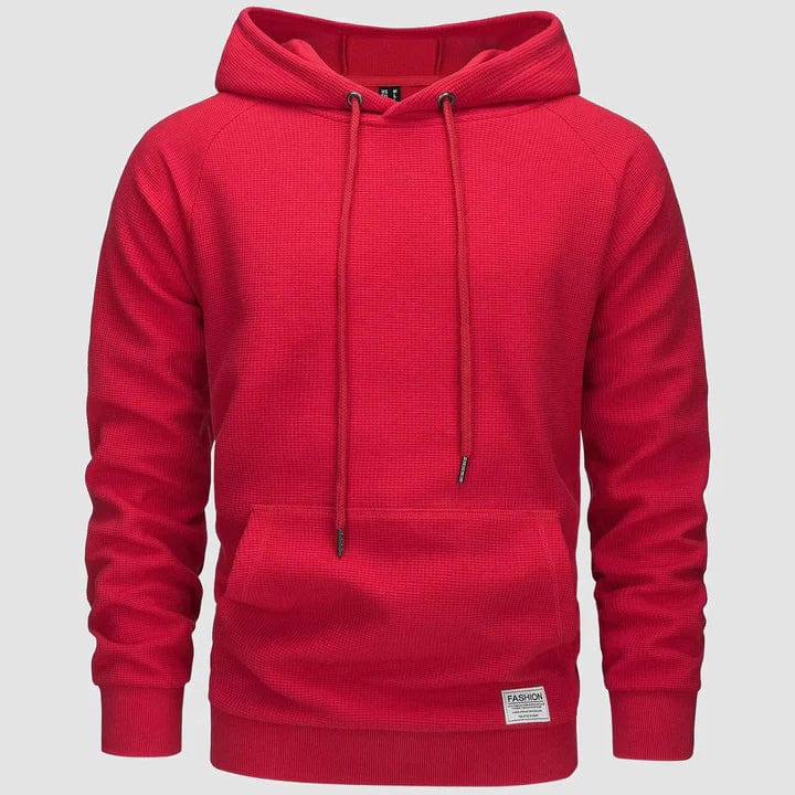 Primadon Herrenhoodies Rot / XS Michael | Lässiger Herren Hoodie aus Waffelstrick
