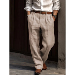 Primadon Herrenhosen Beige / S Lorenz lockere Leinen-Baumwollhose für Herren Sommer