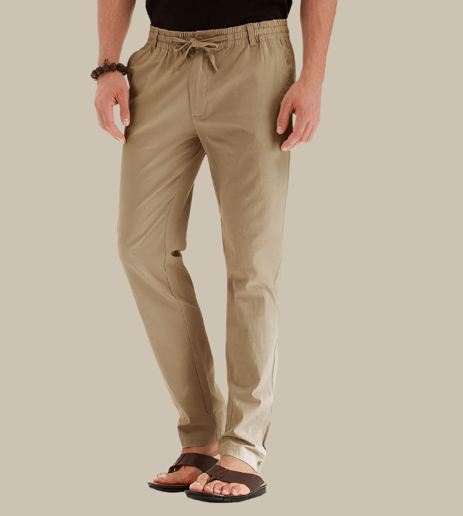 Primadon Herrenhosen Khaki / S Leandro | Bequeme Sommerhose für Herren mit elastischem Bund