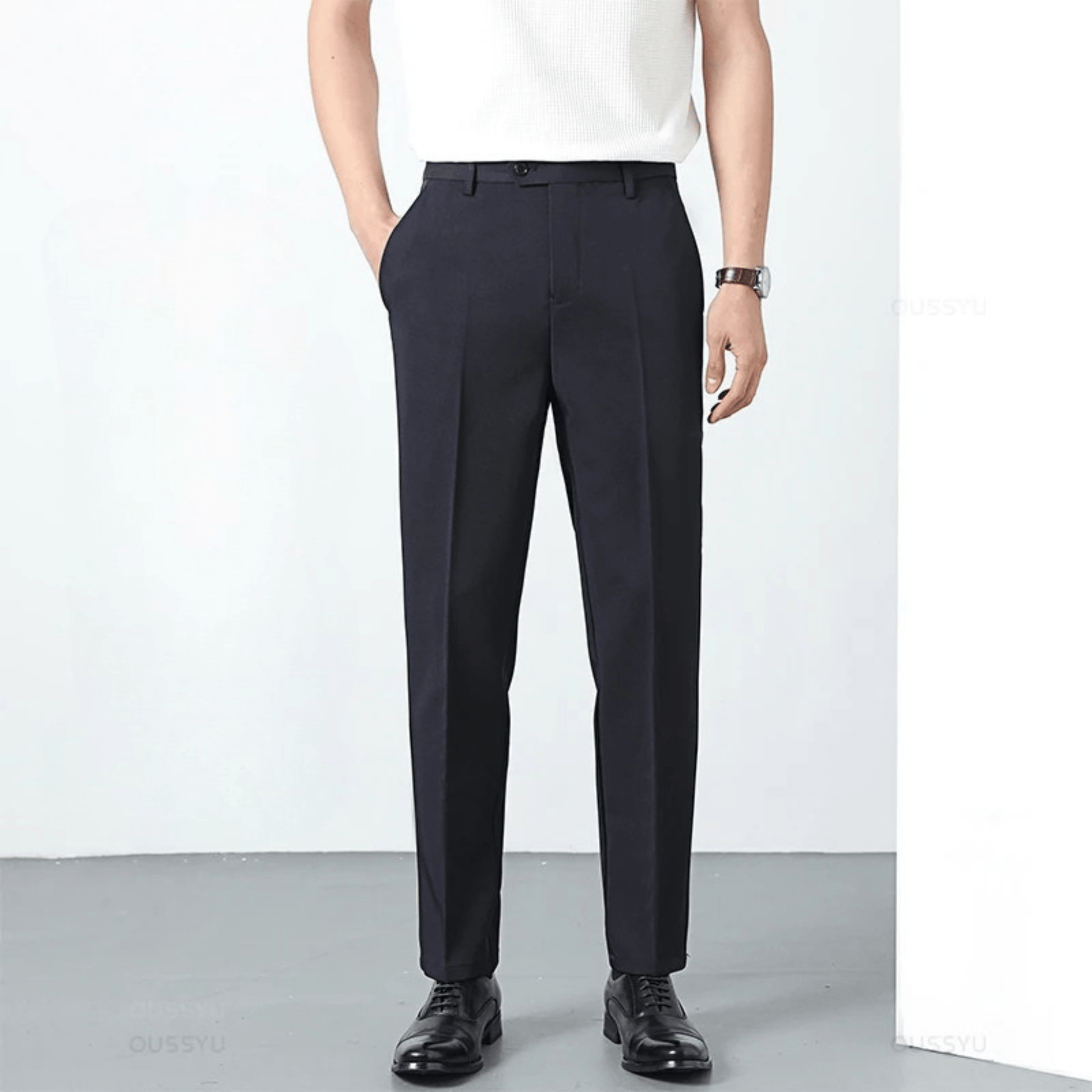 Primadon Herrenhosen Marineblau / 28 Tilo | elegante Anzughose für Herren Slim Fit Sommer