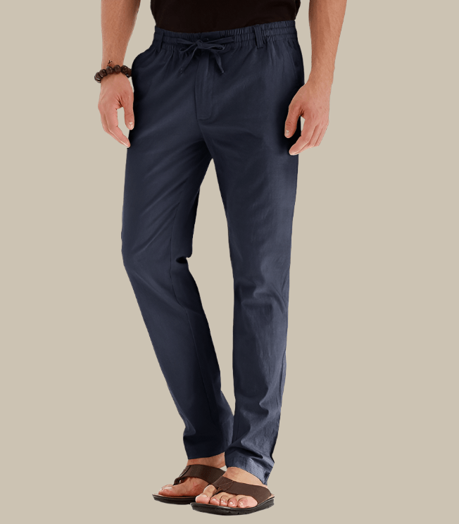 Primadon Herrenhosen Navy blau / S Leandro | Bequeme Sommerhose für Herren mit elastischem Bund