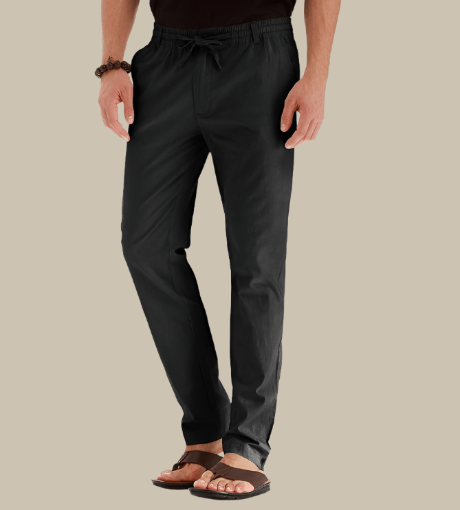 Primadon Herrenhosen Schwarz / S Leandro | Bequeme Sommerhose für Herren mit elastischem Bund