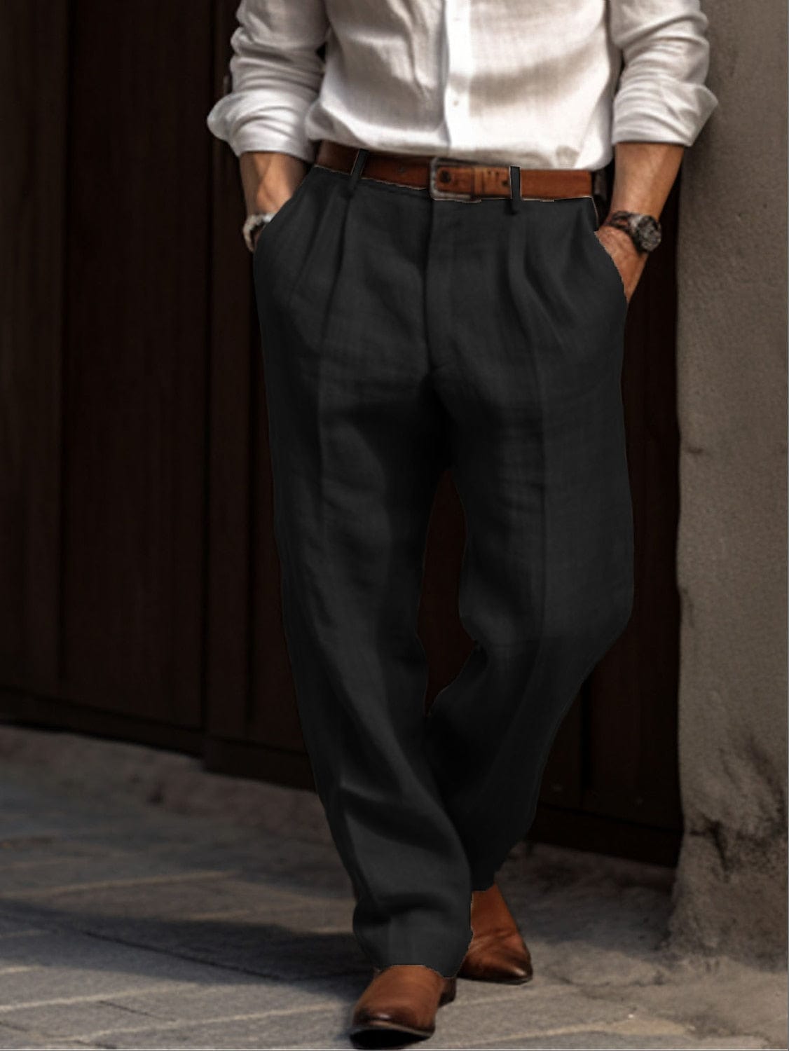 Primadon Herrenhosen Schwarz / S Lorenz lockere Leinen-Baumwollhose für Herren Sommer