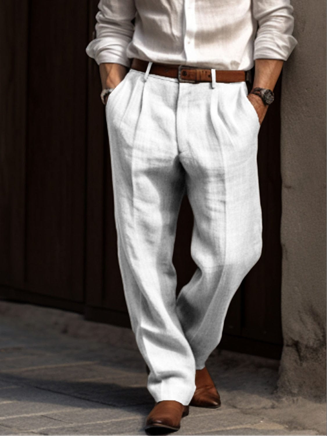 Primadon Herrenhosen Weiß / S Lorenz lockere Leinen-Baumwollhose für Herren Sommer