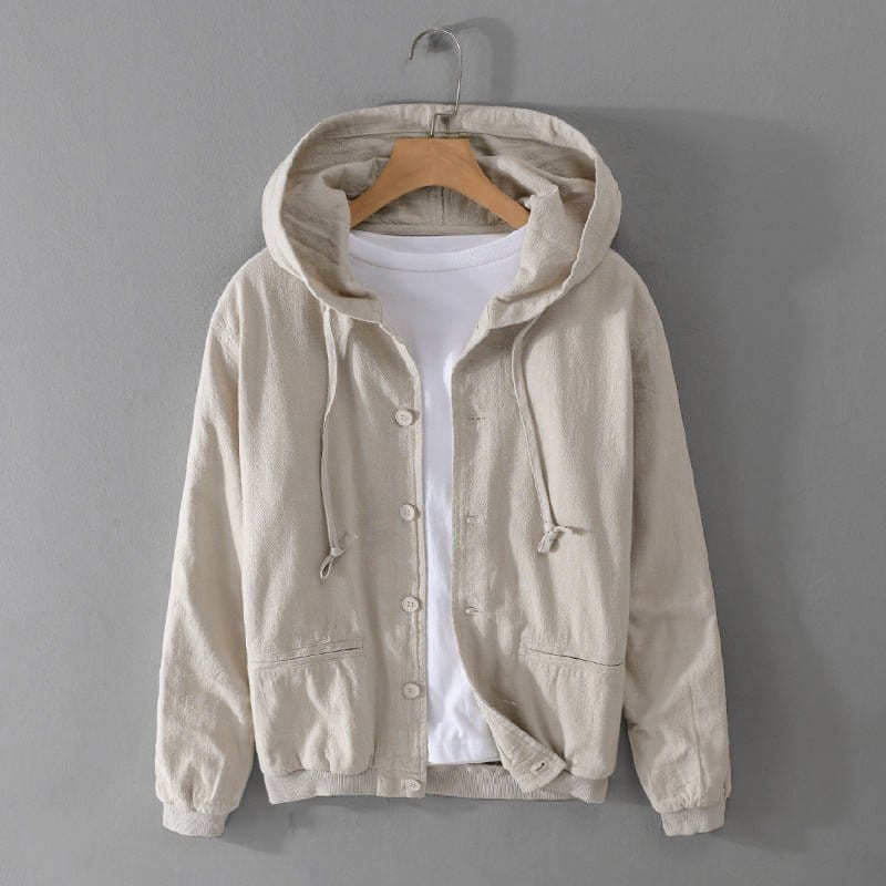 Primadon Herrenjacken Beige / XS Hagen | Lässige Ramie-Jacke für Herren mit Kapuze