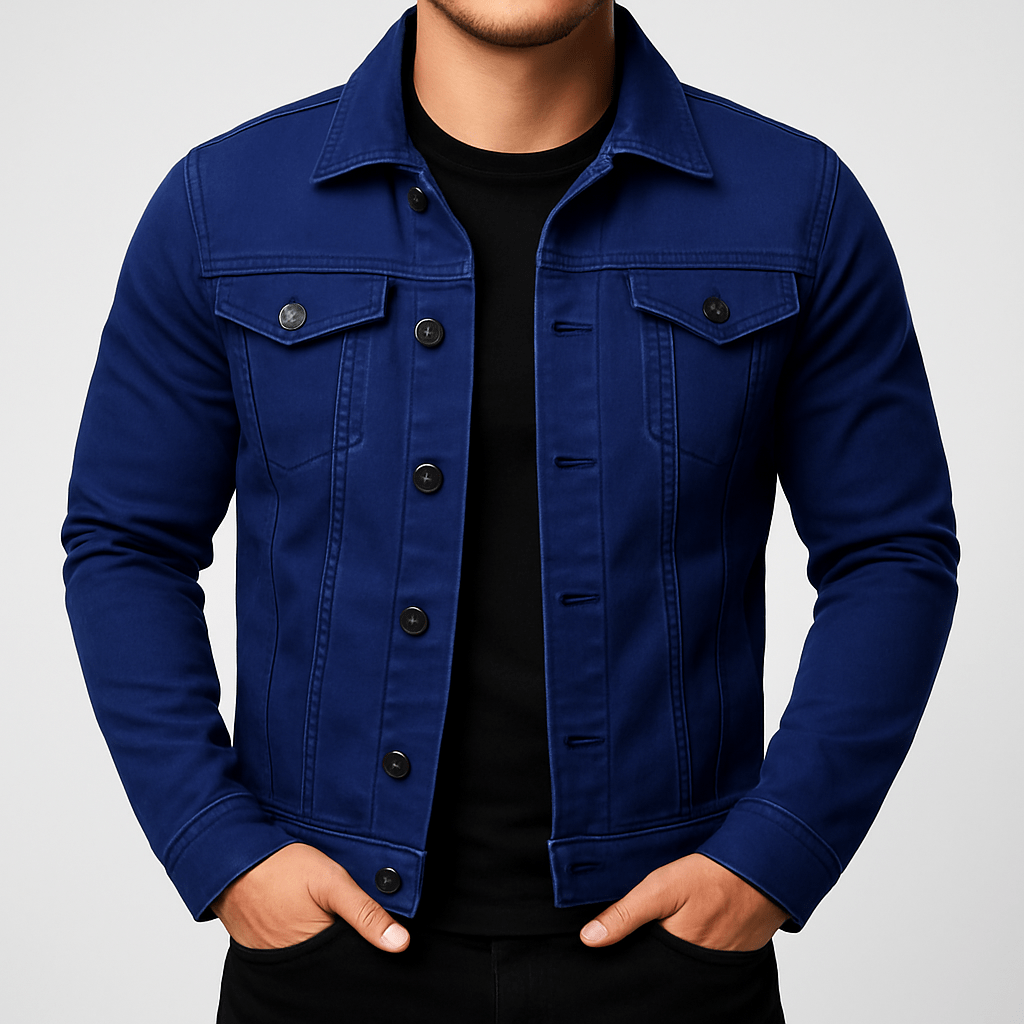 Primadon Herrenjacken Blau / S Lässige Jeansjacke für Herren aus Baumwolle vielseitig für Frühling Herbst schwarz