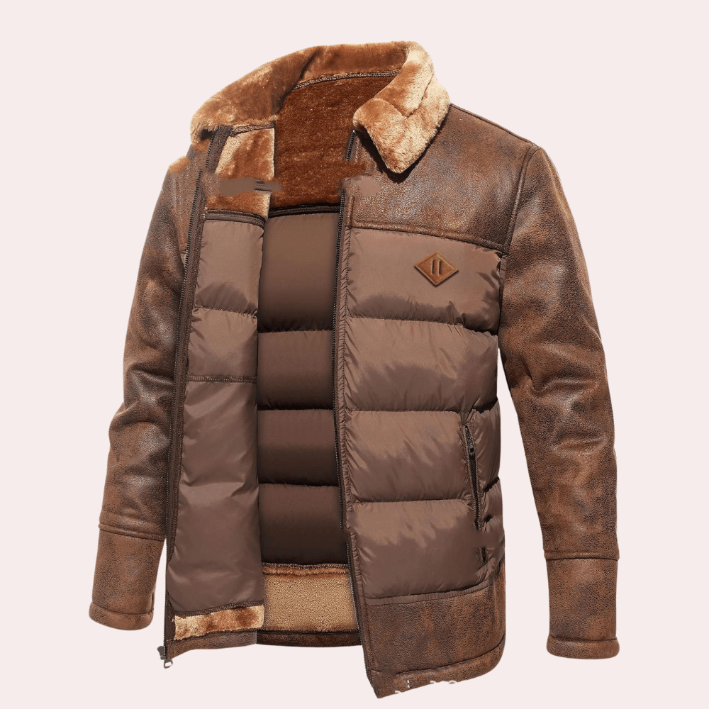 Primadon Herrenjacken Dunkelbraun / S Leon | Stylische Steppjacke für Herren Winter