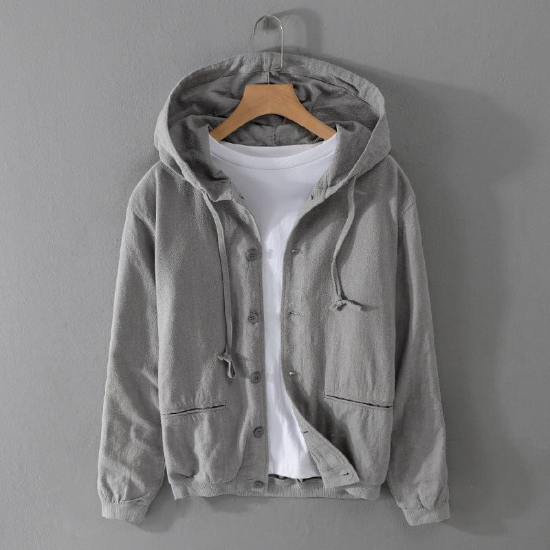 Primadon Herrenjacken Grau / XS Hagen | Lässige Ramie-Jacke für Herren mit Kapuze