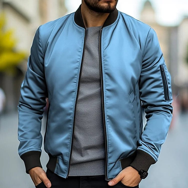 Primadon Herrenjacken Hellblau / XS Jaron | Lässige Bomberjacke für Herren mit Armtasche