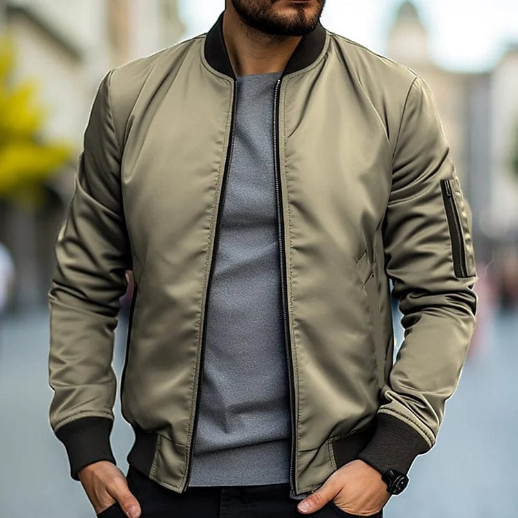 Primadon Herrenjacken Khaki / XS Jaron | Lässige Bomberjacke für Herren mit Armtasche