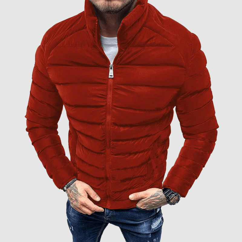 Primadon Herrenjacken Rot / S Leon | Schlanke Steppjacke für Herren Winter
