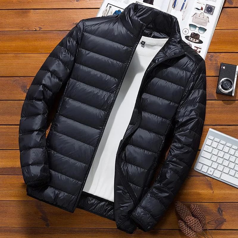 Primadon Herrenjacken Schwarz (Kragenstil) / M Leon | Moderner Steppmantel für Herren Winter
