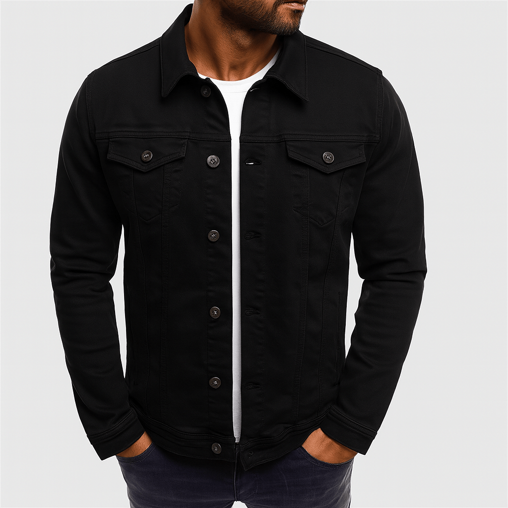 Primadon Herrenjacken Schwarz / S Lässige Jeansjacke für Herren aus Baumwolle vielseitig für Frühling Herbst schwarz
