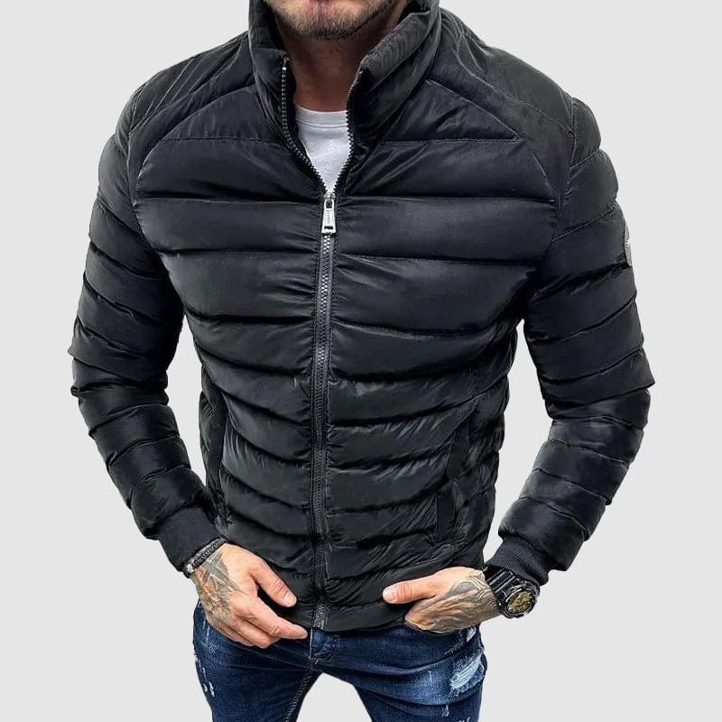 Primadon Herrenjacken Schwarz / S Leon | Schlanke Steppjacke für Herren Winter