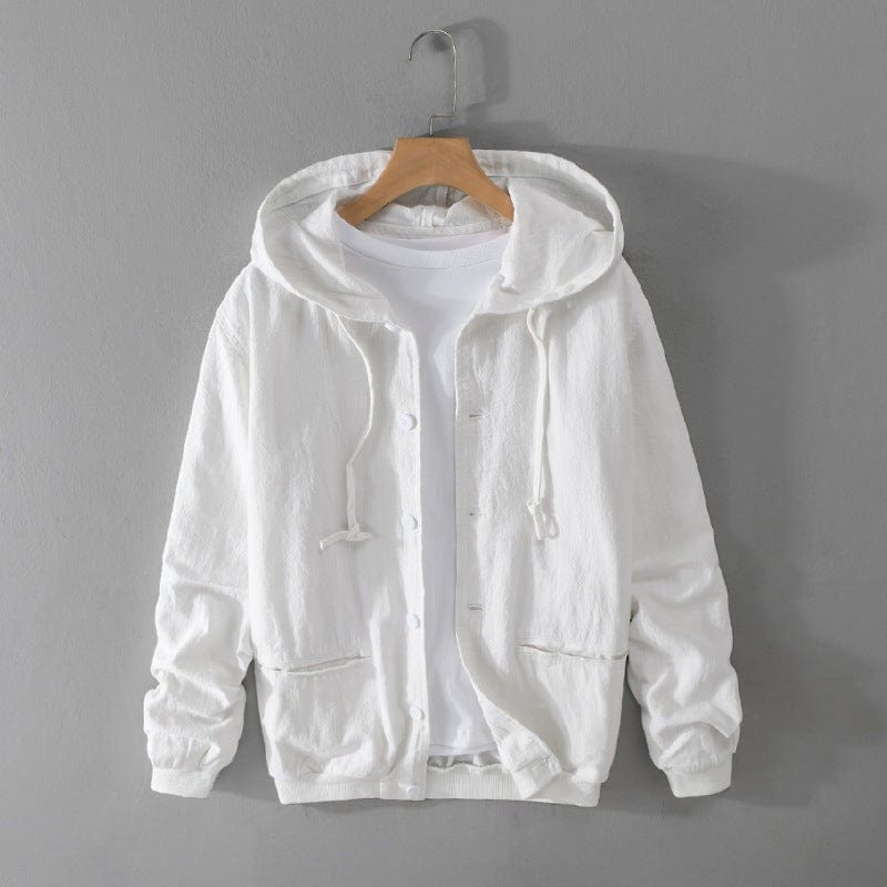 Primadon Herrenjacken Weiß / XS Hagen | Lässige Ramie-Jacke für Herren mit Kapuze