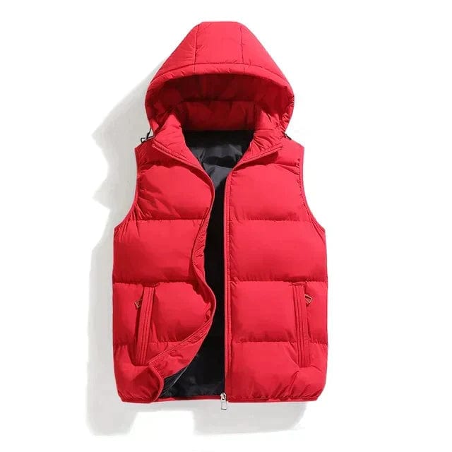 Primadon Herrenjacken & Westen Rot / L Max | Wetterbeständige Herren Weste mit Kapuze warm
