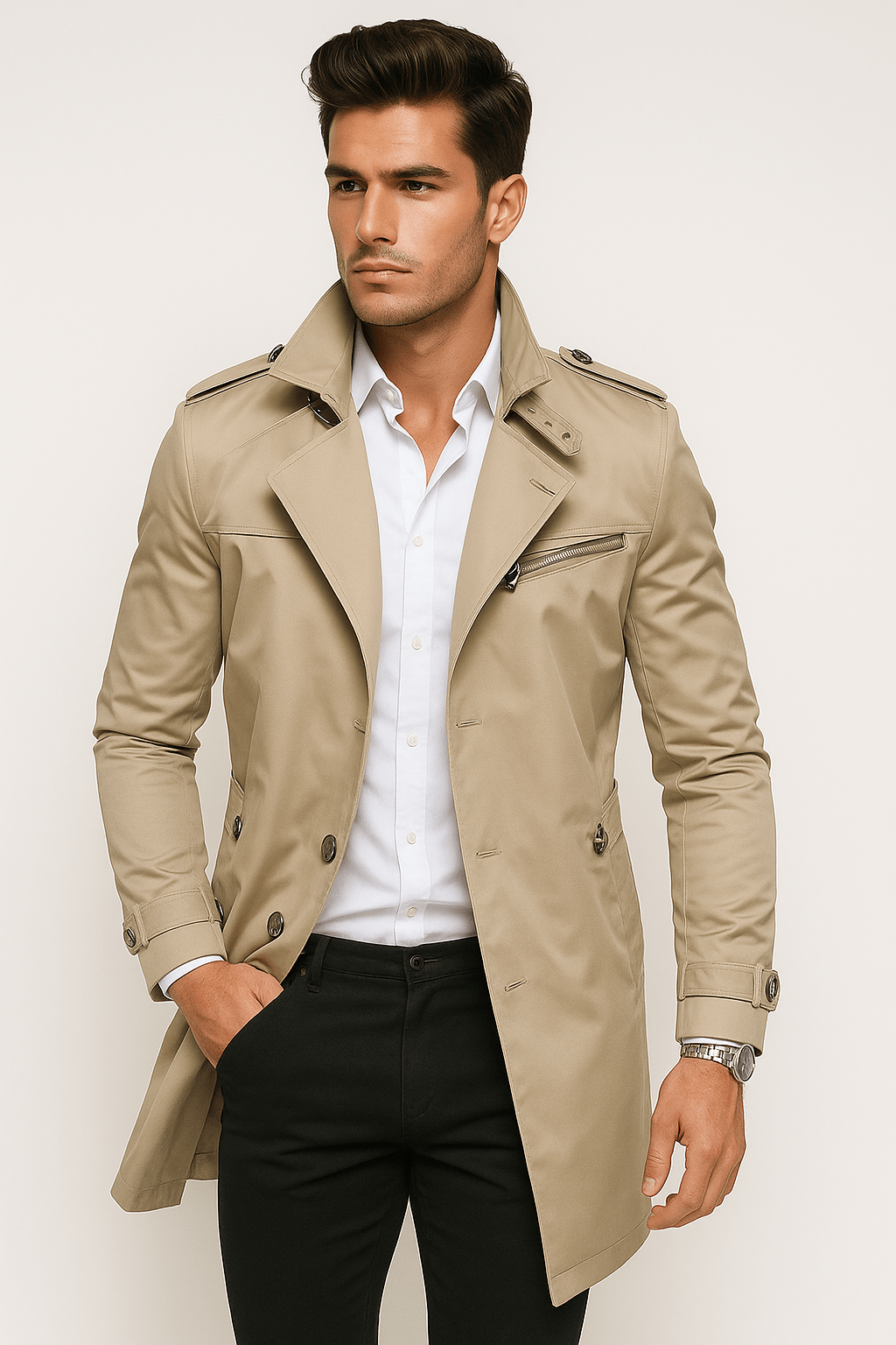 Primadon Herrenmäntel & -jacken Beige / XS Lian | wasserabweisender Trenchcoat für Herren klassisch