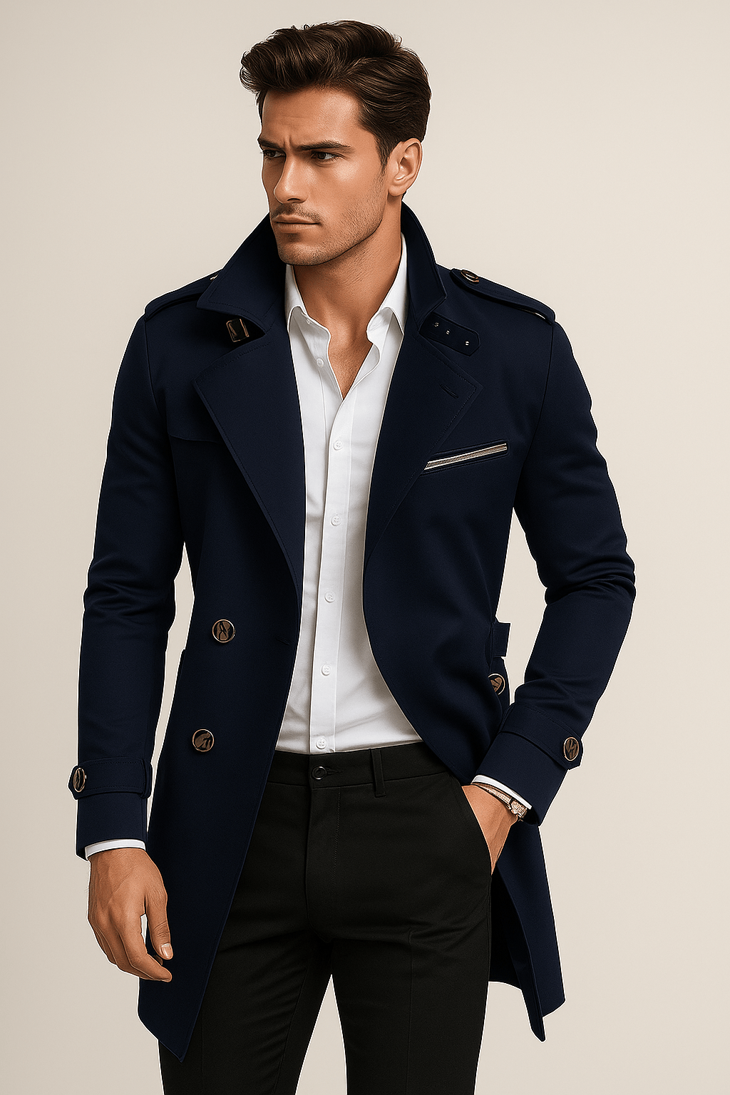 Primadon Herrenmäntel & -jacken Dunkel Blau / XS Lian | wasserabweisender Trenchcoat für Herren klassisch