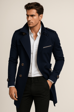 Primadon Herrenmäntel & -jacken Dunkel Blau / XS Lian | wasserabweisender Trenchcoat für Herren klassisch