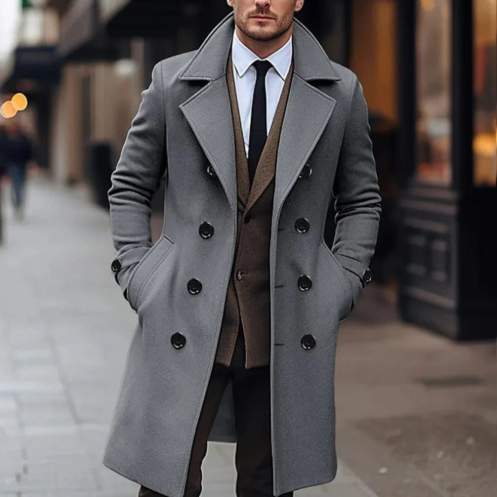 Primadon Herrenmäntel & -jacken Dunkelgrau / S Andrew | Eleganter Wollmantel für Herren Winter