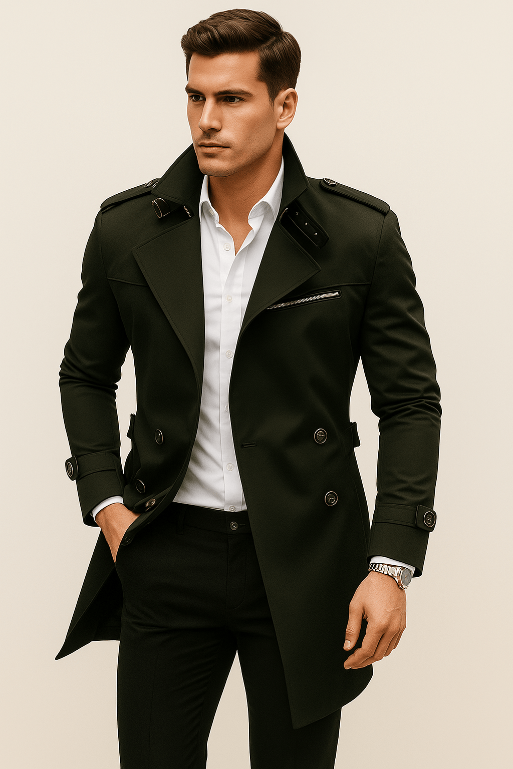 Primadon Herrenmäntel & -jacken Dunkelgrün / XS Lian | wasserabweisender Trenchcoat für Herren klassisch