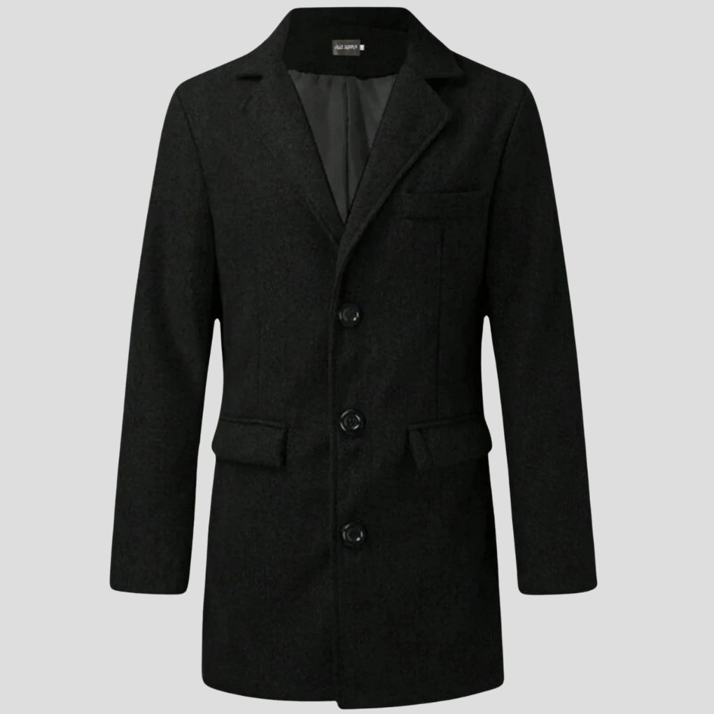 Primadon Herrenmäntel & -jacken Eleganter Herrenmantel lang klassisch warm aus Mischgewebe für Winter schwarz