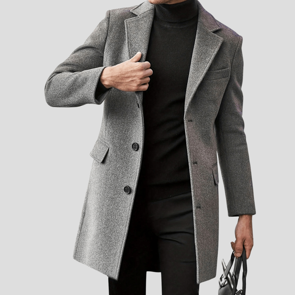Primadon Herrenmäntel & -jacken Grau / M Eleganter Herrenmantel lang klassisch warm aus Mischgewebe für Winter schwarz