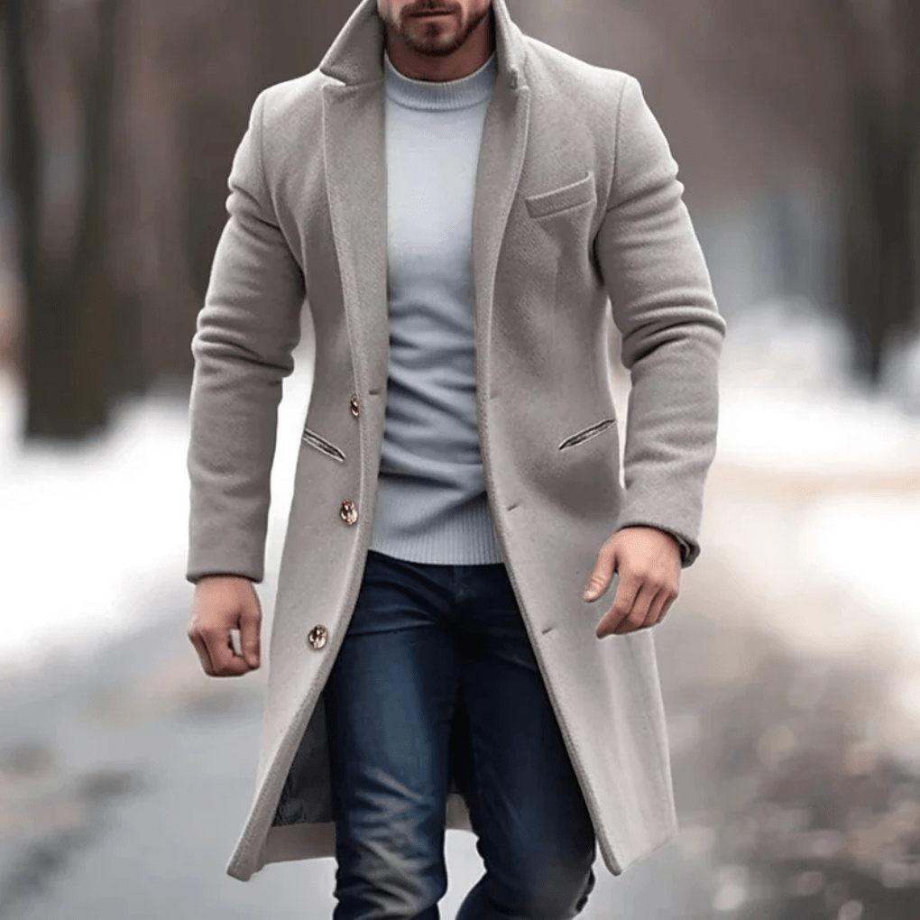 Primadon Herrenmäntel & -jacken Grau / S Eleganter Herrenmantel für Herren lang aus Wollmischung warm stilvoll schwarz