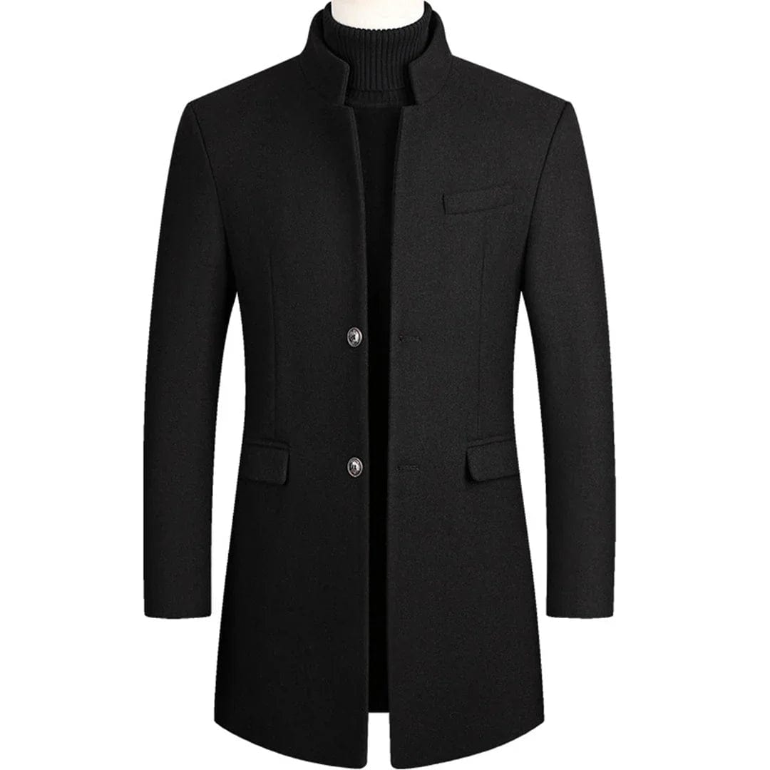 Primadon Herrenmäntel & -jacken Schwarz / XS Alexander | Eleganter Langer Mantel für Herren Schwarz Winter