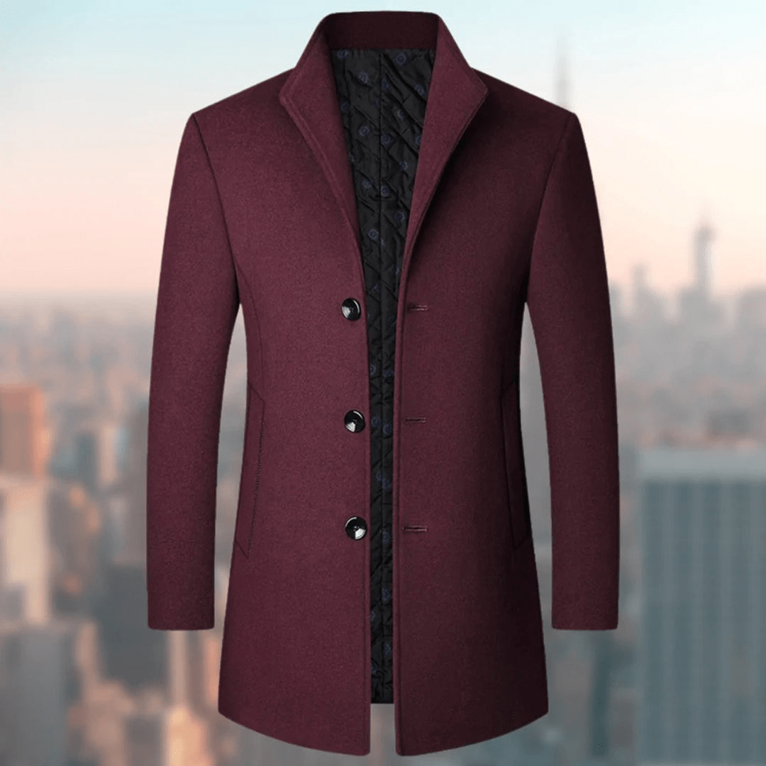 Primadon Herrenmäntel & -jacken Weinrot / XS Milan | eleganter Wollmantel für Herren Winter