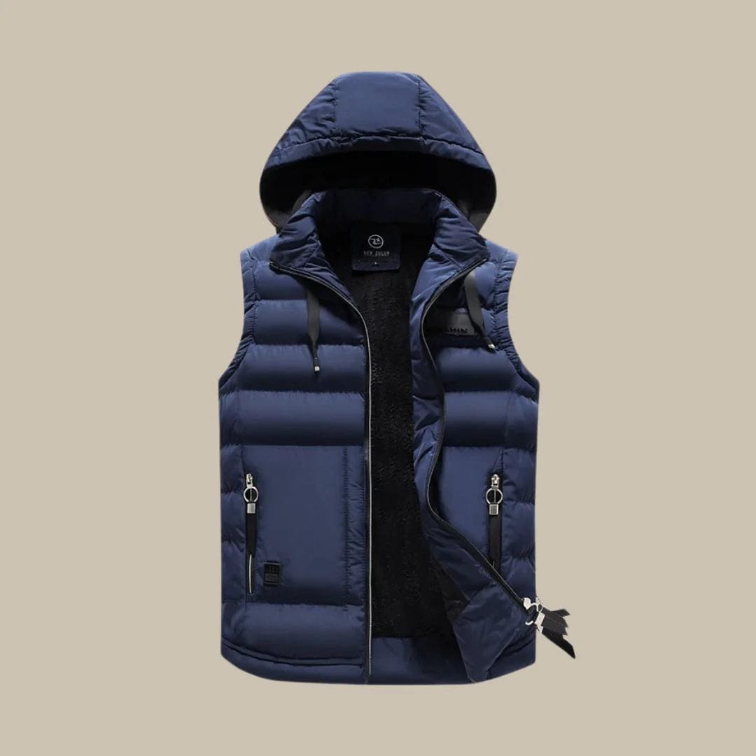 Primadon Herrenoberbekleidung Blau / L Wattierte Weste für Herren mit Kapuze atmungsaktiv Outdoor vielseitig
