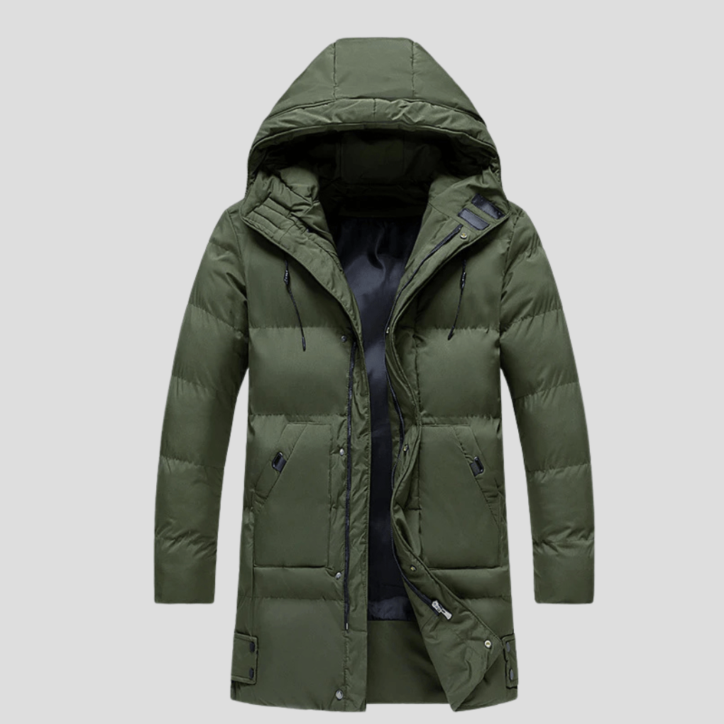 Primadon Herrenoberbekleidung Dunkelgrün / M Eleganter Herrenparka lang wasserabweisend für Winter Outdoor Nutzung
