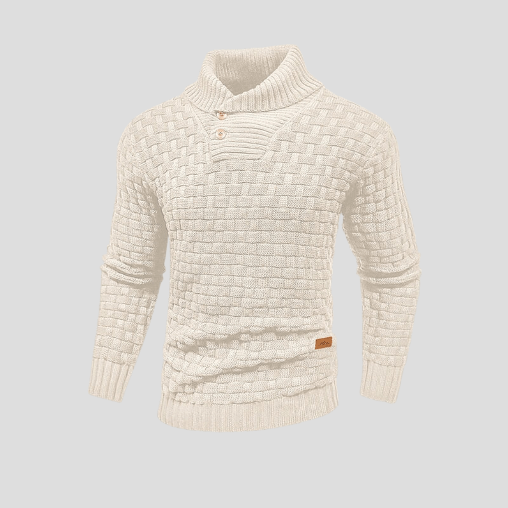 Primadon Herrenpullover Beige / S Adam | Eleganter Herrenpullover mit Halbkragen für Winter