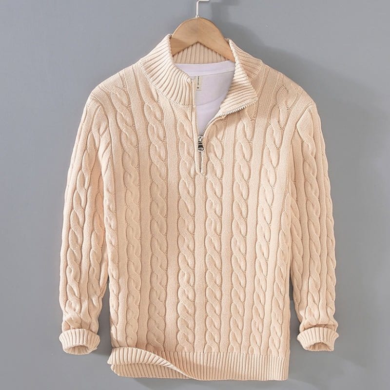 Primadon Herrenpullover Beige / XS Julian | Lässiger Baumwollpullover für Herren langarm