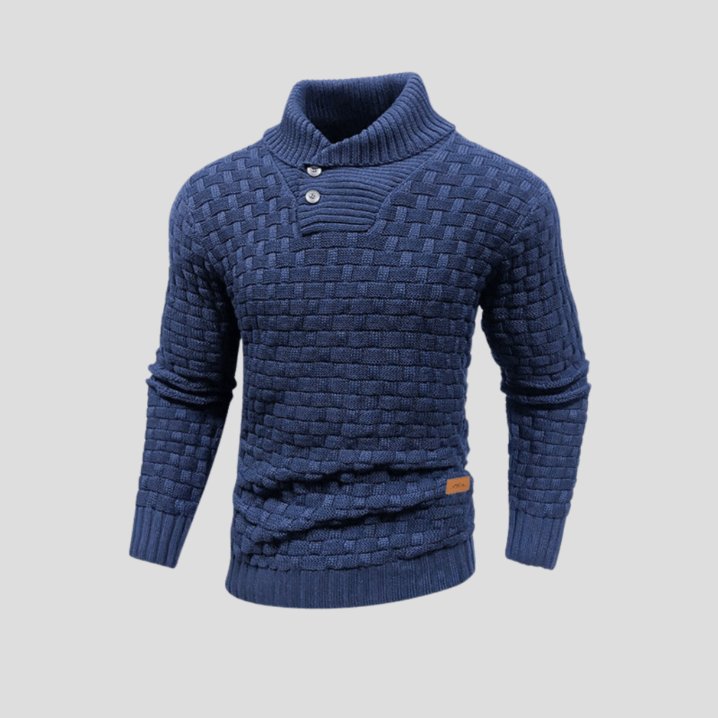 Primadon Herrenpullover Blau-a / S Adam | Eleganter Herrenpullover mit Halbkragen für Winter