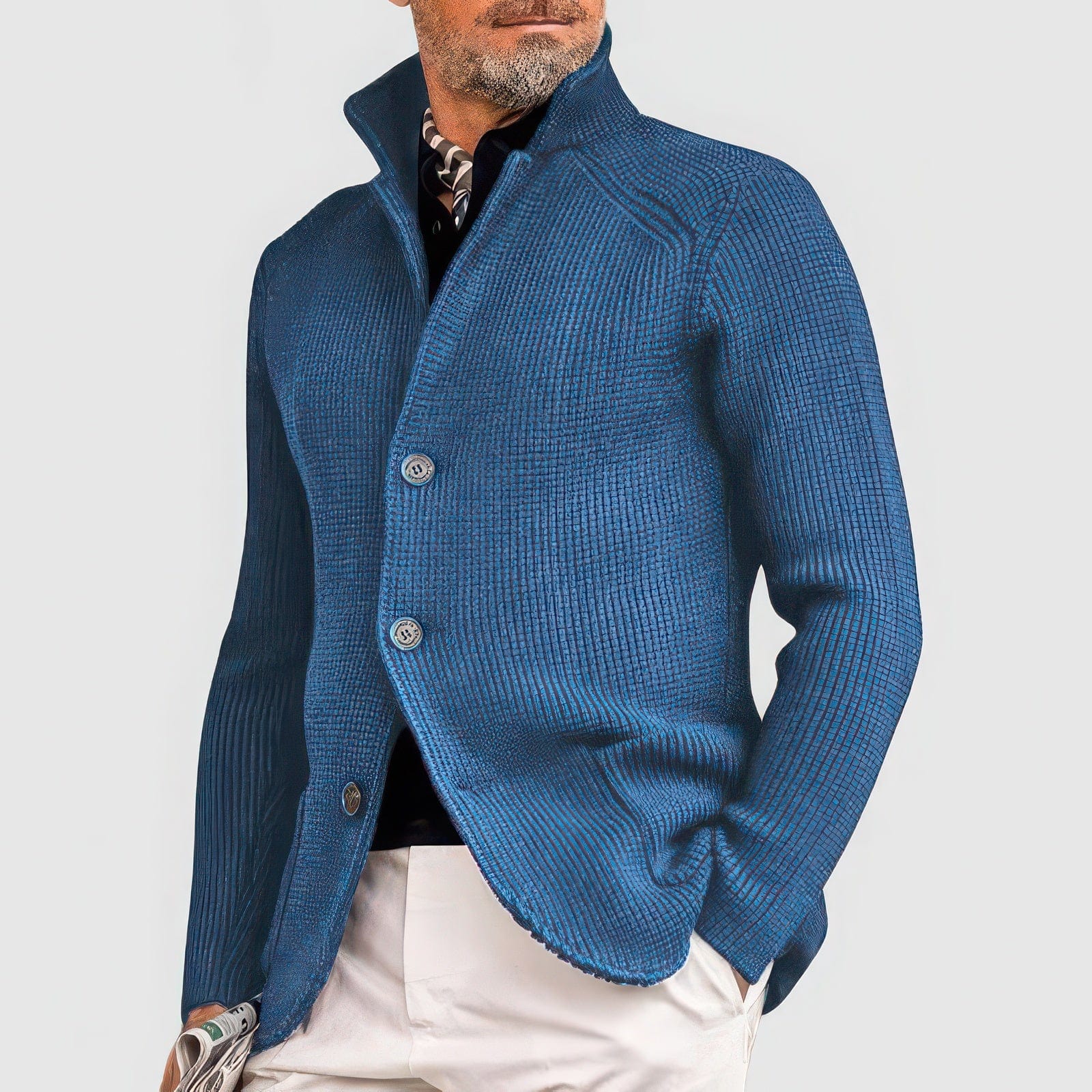 Primadon Herrenpullover Blau / M Miko elegante Strickjacke für Herren regulär