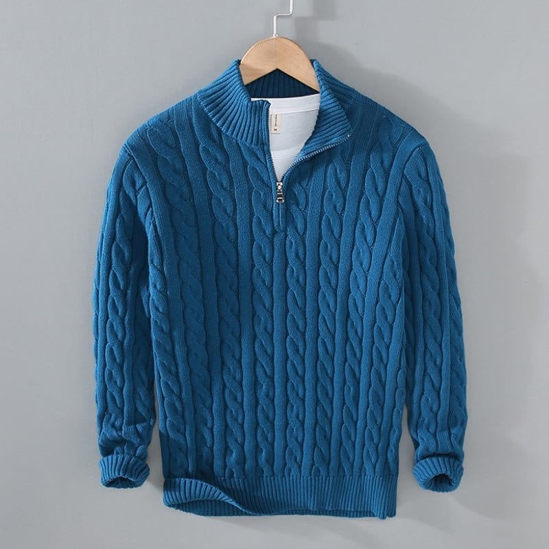 Primadon Herrenpullover Blau / XS Julian | Lässiger Baumwollpullover für Herren langarm