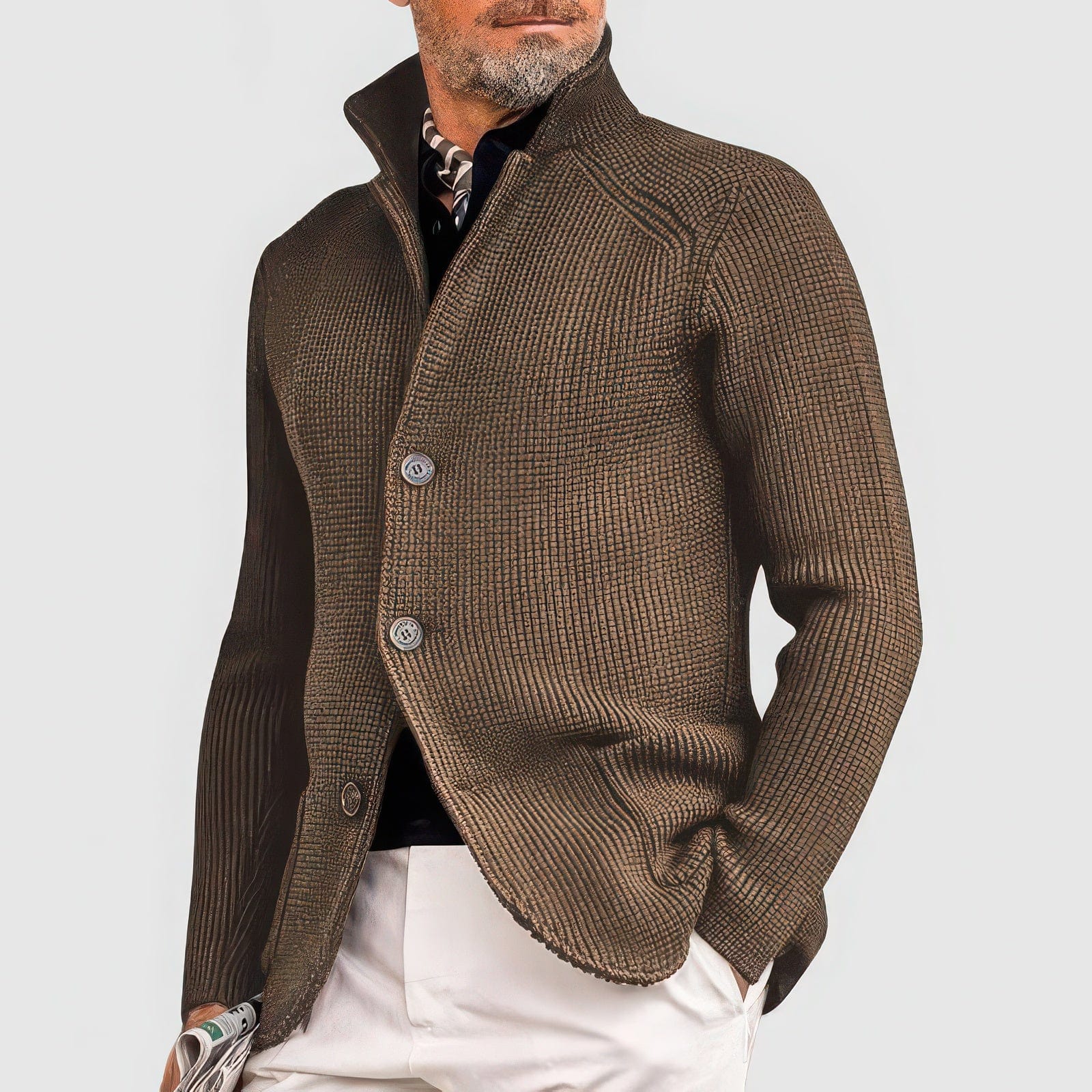 Primadon Herrenpullover Braun / M Miko elegante Strickjacke für Herren regulär