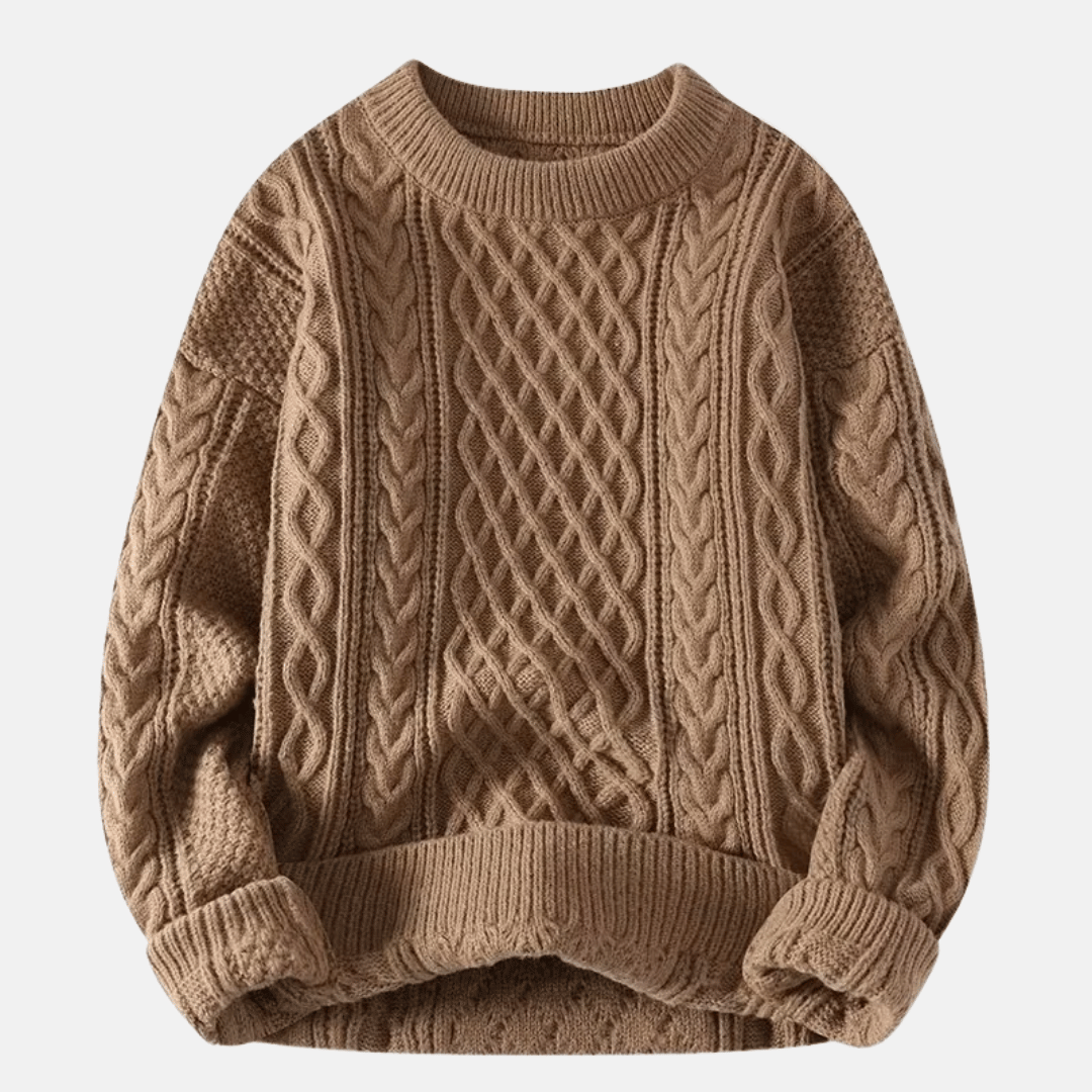 Primadon Herrenpullover Braun / S Warmer Strickpullover für Herren locker aus Polyester Winter elegant
