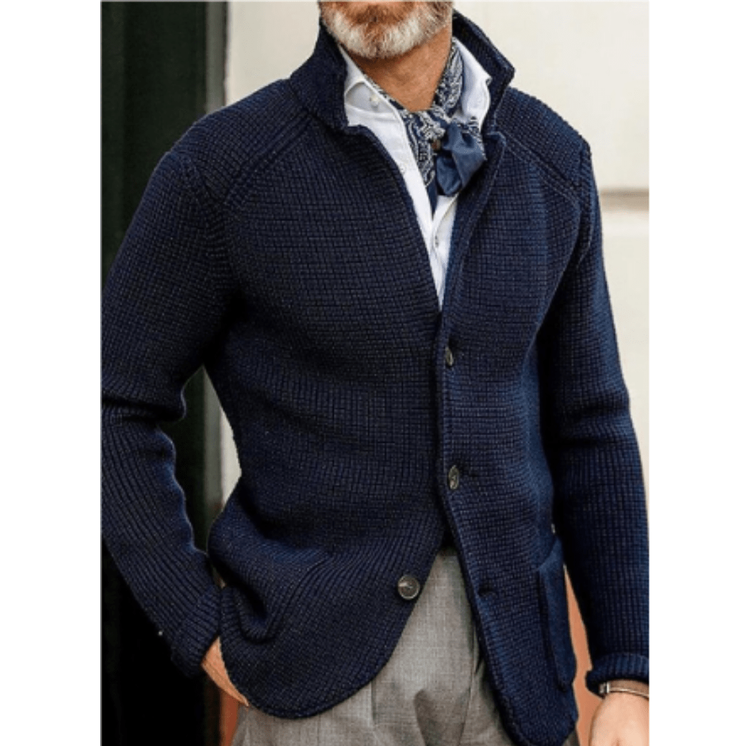 Primadon Herrenpullover Dunkelblau / S Leon | Elegante Strickjacke für Herren warm