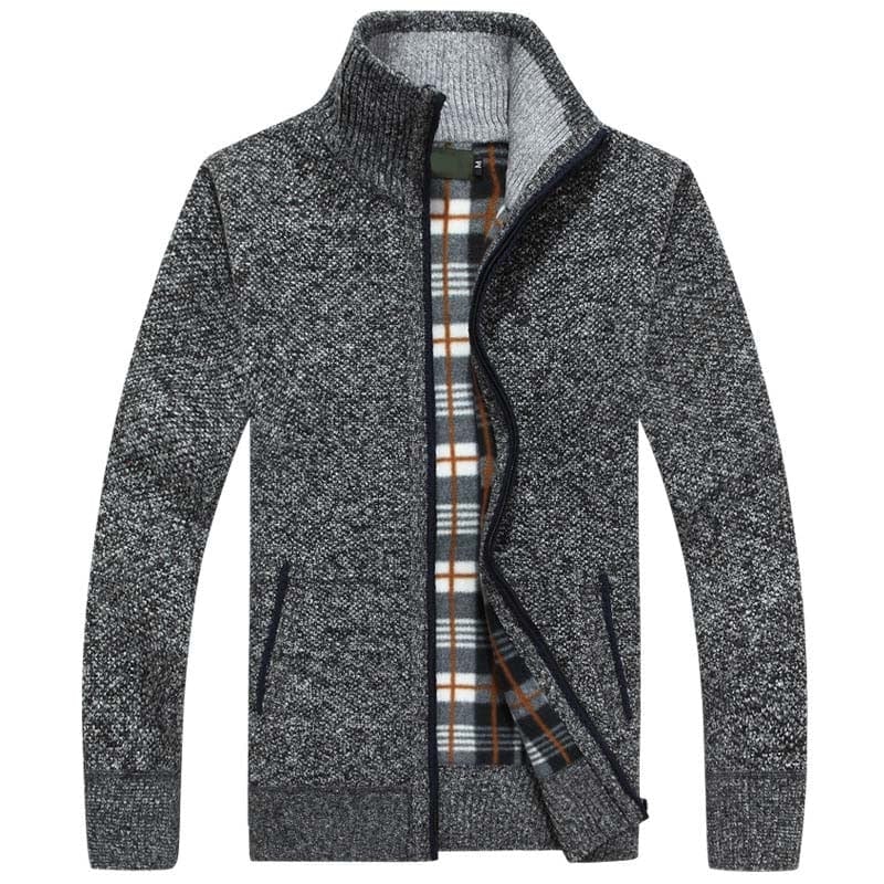 Primadon Herrenpullover Dunkelgrau / M Warmer Strickpullover für Herren mit Reißverschluss vielseitig angenehm atmungsaktiv Winter